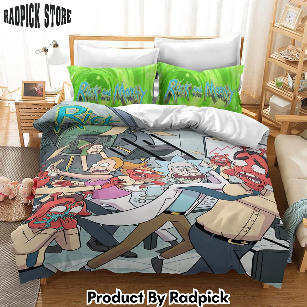Rick and morty cosplay bedding duvet cover halloween sheets bed sets  rp0423792